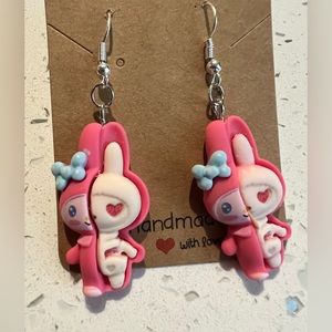 My Melody cute💜 & creepy💀 Handcrafted dangling earrings- hypoallergeni…